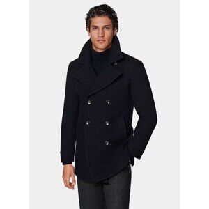 SUITSUPPLY The Navy Phoenix Pea Coat Wool Double Breasted Size 38 US